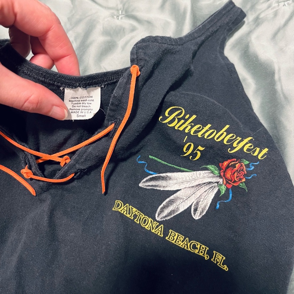Vintage Harley-Davidson 90’s Biketoberfest Daytona Beach Tank with Suede Lacing - Picture 3 of 6